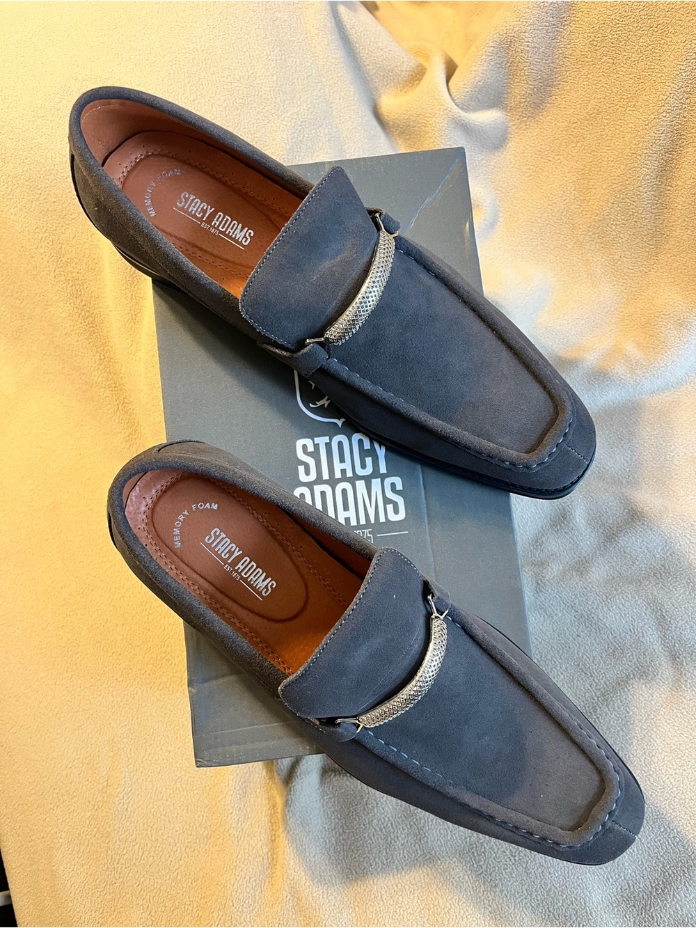 NIB Stacy Adams Men’s Grey Suede Bit Slip-On Loafers WB Sz 12W